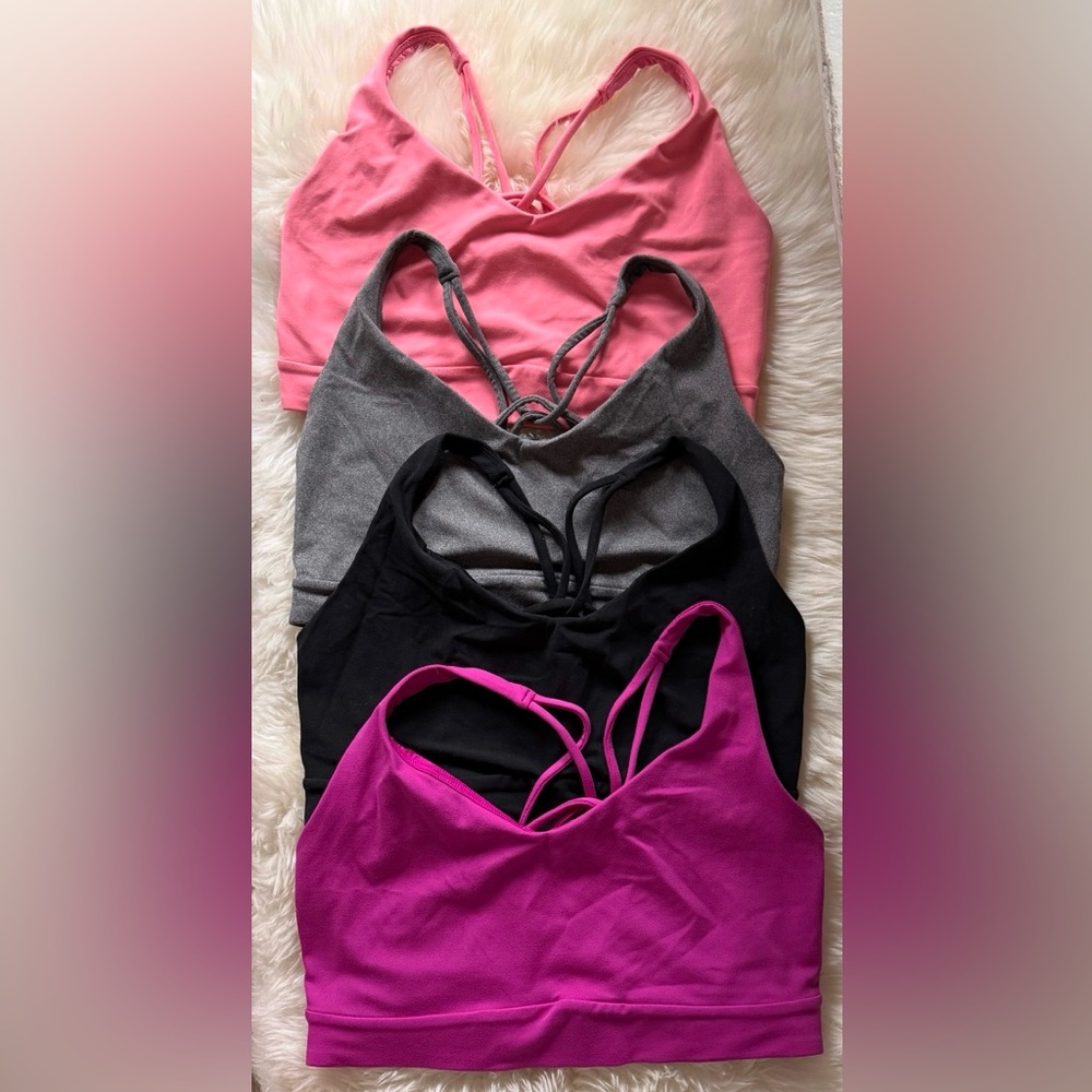 Athleta Solace D-DD sports bra bundle- Pink, Gray, Black and Fuchsia.